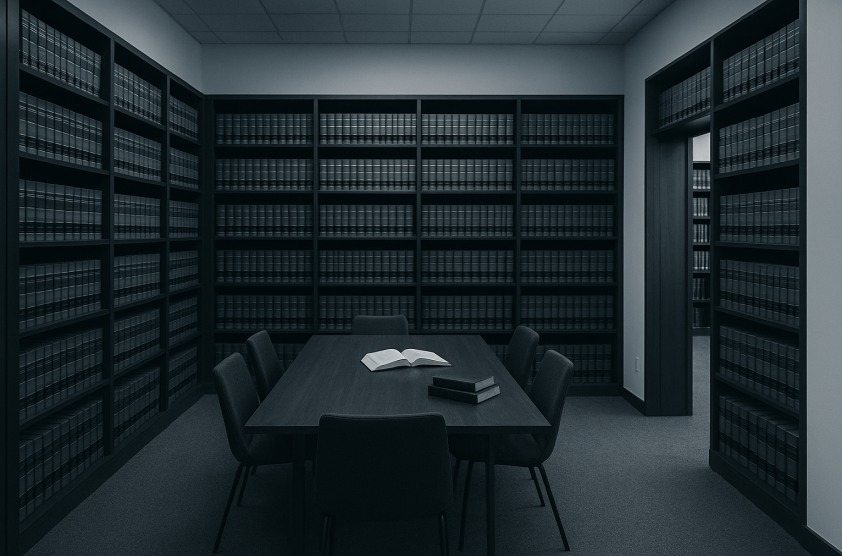 Ahl Al Takhasous law firm library scene